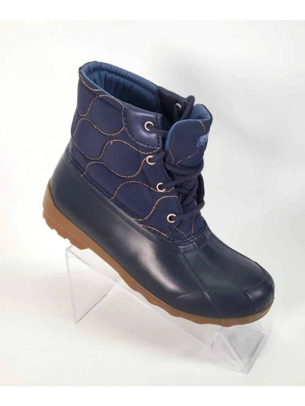 Sperry Girl's Blue Fabric/ Rubber Port Duck Waterproof Boots Size 5M 1346
